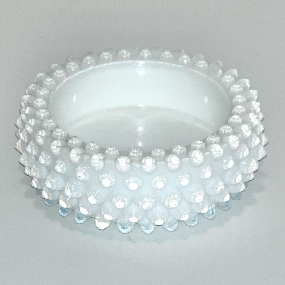 White Opalescent Hobnail Milk Glass Salt Cellar